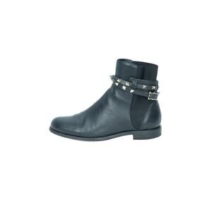 VALENTINO Black Leather Rockstud Chelsea Boots Size 36.5 US 6.5